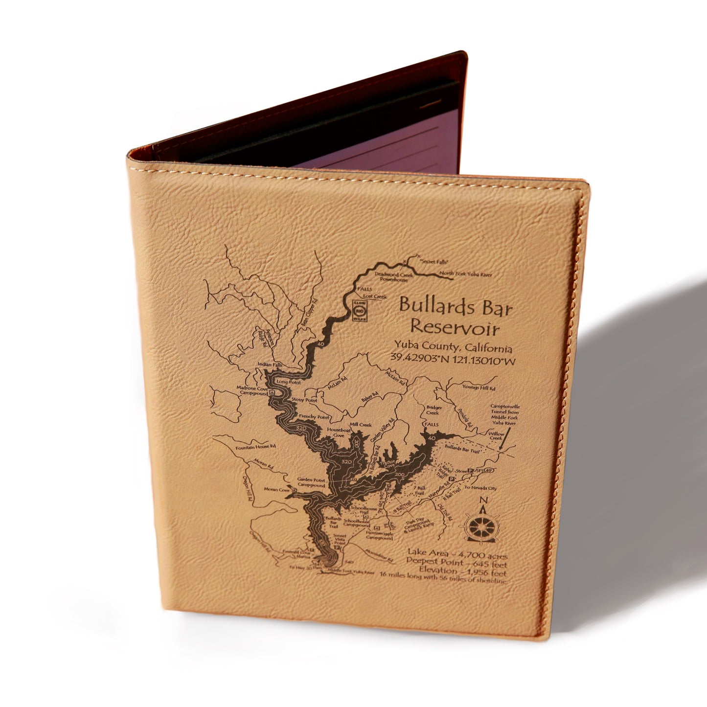 Photo of Bullards Bar Leather Notebook partially opened