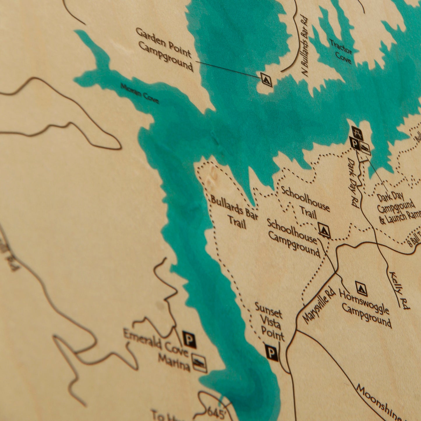 Bullards Bar Lake Map Framed Picture
