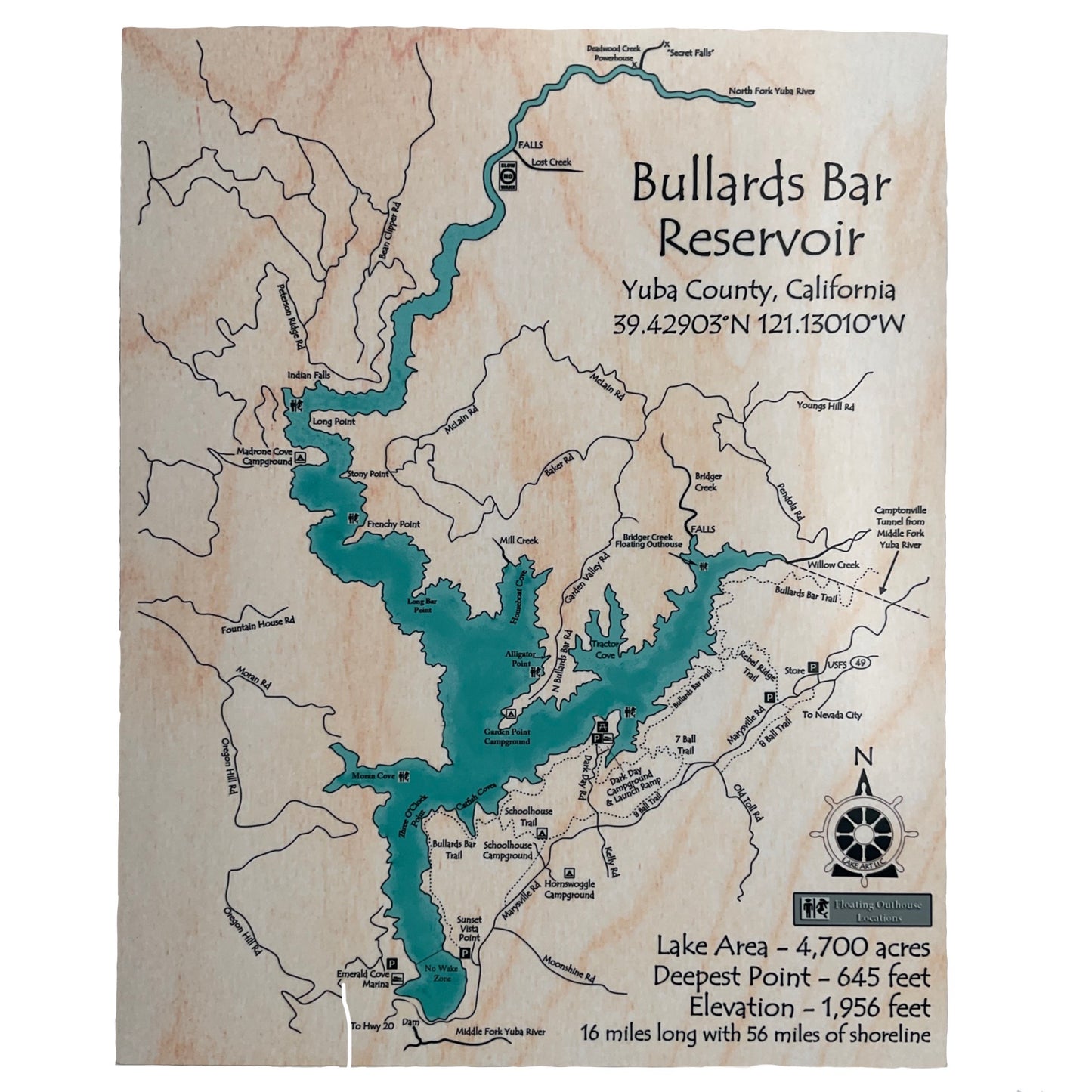 Bullards Bar Metal Lake Sign